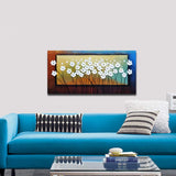 Wieco Art White Flowers Oil Paintings on Canvas Wall Art for Living Room Bedroom Home Decorations Large Modern Stretched and Framed 100% Hand Painted Contemporary Pretty Abstract Floral Artwork L