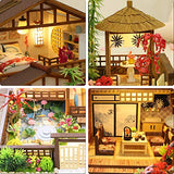 Spilay DIY Dollhouse Miniature with Wooden Furniture Kit,Handmade Mini Japanese Style Home Craft Model Plus with Dust & Music Box,1:24 Scale Creative Doll House Toys for Teens Adult Lover Gift