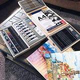 85 Piece Deluxe Art Set in Wooden Case,Painting & Drawing Kit,Professional Art Supplies for Painting and Drawing,with 3 x 50 Page Drawing Pad for Kids, Teens and Adults
