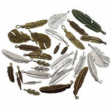 100g (about30-32pcs) Craft Supplies Mixed Feather Pendants Beads Charms Pendants for Crafting,