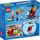 LEGO City Fire Helicopter 60318 Building Kit for Kids Aged 4+; Includes Firefighter and Vendor Minifigures with Accessories, Including Toy Walkie-Talkie, Bread and 2 Hotdog Elements (53 Pieces)