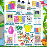 Big Dino Slime Kit DIY [ Make 22 OZ of Slime] Glow in The Dark Fluffy Clear Glitter Butter Crunchy Slime, 12 Dinosaurs Included, Idea for 7, 8, 9, 10, 11 Years Old Kids