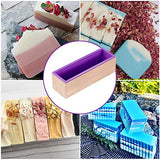 ZYTJ Silicone soap molds kit kit-2 PCS 42 oz Flexible Rectangular Loaf Comes with Wood Box,1 PCS Stainless Steel Wavy & 1 PCS Straight Scraper for CP and MP Making Supplies