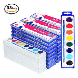38 Bulk Water Color Oval Paints - 24 Sets and 14 Refills - Jumbo Pack - Washable