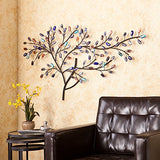 SEI Furniture Brenchan Tree Wall Sculpture with Black Metal Frame & Multicolor Glass Leaves