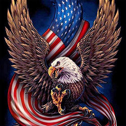 5D DIY Diamond Painting by Number Kits for Adult American Flag & Eagle Embroidery Pictures Art Craft with Round Drill Crystal Rhinestone Decor Gift(ZSH-006)