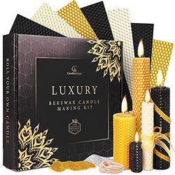 Beeswax Candle Making Kit All-Inclusive - Crafts for Adults Women Luxury Candles Gifts for Women Man DIY Kits for Adult Arts and Crafts Modern Art Supplies Craft Set Black & Gold Home Decor Clearance