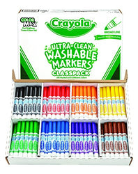 Crayola Bulk Markers, Ultra Clean, Broad Line, 200 Count Classpack, Washable