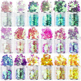 Aphlos 18 Colors Holographic Glitters Assorted Hexagons Shaped for Resin Nail Sequins Flakes Mixed Sparkle Paillette(Light)