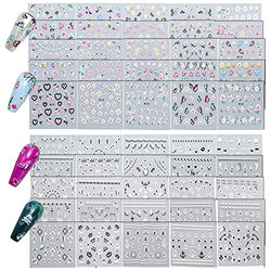 50 Sheets Butterfly Flower Nail Art Stickers Decals, White Colorful 3D Self-Adhesive Nail Art Design Decals, Professional Nail Art Decoration and Nail Crafting Design