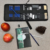 MIKOUJOS 34 Drawing Kit Sketching Charcoal Pencils Set for Teenage Girls, Art Supplies Kit with White Sketch Pencil,Sketchbook for Beginners,Kids,Adults,Teens, Pro Art Supply in Travel Case