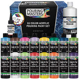Pouring Masters 16-Color Ready to Pour Acrylic Pouring Paint Set with Silicone Oil & Gloss Medium - Premium Pre-Mixed High Flow 8-Ounce Bottles - for Canvas, Wood, Paper, Crafts, Tile