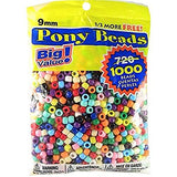 Pony Beads Multi Color 9mm 1000 Pcs in Bag 2pack