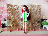 Miniature Dressing Screen, Monstera Room Divider Furniture for Dollhouse bedroom