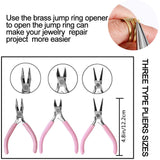 Jewelry Making Repair Kit with Jewelry Jump Rings Lobster Clasps 3 Pieces Jewelry Pliers Soft Tape Measure Brass Jump Ring Opener Jewelry Making Tools and Supplies for Necklace Jewelry Making