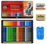 KOH-I-NOOR Artist's Set of Mondeluz Aquarelle 72 Coloured Pencils + 2xEraser + Sharpener 4 in 1
