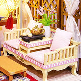 Roroom Dollhouse Miniature with Furniture,DIY 3D Wooden Doll House Kit New Chinese Style Plus with Dust Cover and LED,1:24 Scale Creative Room Idea Best Gift for Children Friend Lover HL08