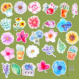 60pcs Laptop Floral Stickers Scrapbook Stickers, HOWAF DIY Decorative Gifts Flowers Plants Set Cardstock Stickers for Kids Vinyl Stickers Personalize Laptop Scrapbook Daily Planner and Crafts