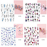 RTKHFZE 8 Sheets Flower Leaf Nail Art Stickers Spring Daisy Nail Decals Abstract French Line Nail Stickers for Nail Art 3D Self-Adhesive Butterfly Design Nail Decorations for Women Girls