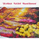 TOCARE Large 5D Diamond Painting Kits 20x16Inch Full Drill Crystal Embroidery Dotz Christmas Gift for Your Family,Landscape Blossom