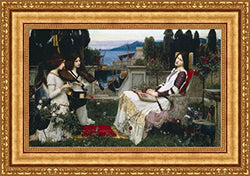 John William Waterhouse Saint Cecilia 1895 Framed Canvas Giclee Print - Finished Size (W) 28.1'' x (H) 19.6'' [Gold] (V04-18K-MD535-01)