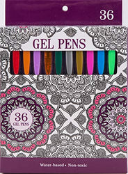 Leisure Arts - 36 Pack Gel Pens - Roller Ball Tip - Great for Coloring Books, Drawing, Other Art