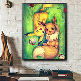 DIY 5D Diamond Painting Kits for Adults,Full Drill Embroidery Paint with Diamond for Home Wall Decor （Pikachu 12X16 Inch)