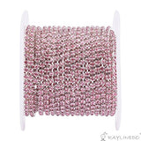 RayLineDo 3A Class 2mm Light Pink Rhinestone Diamante Silver Plated Chain 10 Yard Lenght for