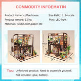 CUTEBEE Dollhouse Miniature with Furniture, DIY Wooden Dollhouse Kit, 1:24 Scale Creative Room for Valentine's Day Gift Idea (Coffee House)