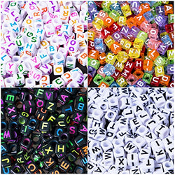 Korlon 800 Pieces Acrylic Alphabet Letter Beads, 4 Color Acrylic Alphabet Letter Kandi Beads for