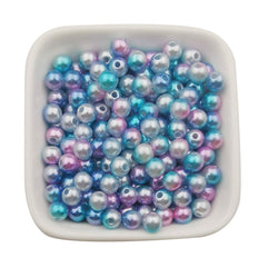 540pcs 6mm Craft Supplies Multicolored Gradient Mermaid Blue Round Faux ABS Pearls Beads Smooth ABS Pearls Filler Beads Jewelry Making Rainbow Beads (6mm)