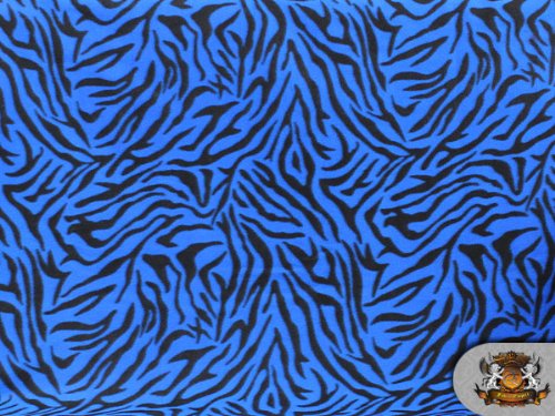 Fleece Fabric Printed Animal Print *Blue Zebra* Fabric By the Yard