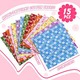 15 Pcs 20 x 20 Inch Cotton Fabric Square Quilting Patchwork Fabric Fat Quarter Colorful Flower Printed Floral Square Patchwork Fabric Fat Bundles for for DIY Crafts Cloths Handmade Accessory