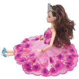 30CM Animator Doll Princess Doll Movable Long Hair Princess Simulation Car Doll Set Aurora Doll Toys for Children Purple Clothes
