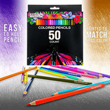 U.S. Art Supply 50 Piece Adult Coloring Book Artist Grade Colored Pencil Set with 2 Packs 9" x 12" Sketch Pads Drawing Paper - Sketching Shading Blending, Fun Kid Activities, Students Adults Beginners