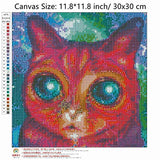 DIY 5D Diamond Painting Kits for Adults Full Drill, Big-Eyed Cat Animal Rhinestone Embroidery Cross Stitch Pictures Arts Craft Home Wall Decor 11.8x11.8 inch