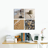 Wieco Art Romantic Beach Theme 4 Piece Modern Giclee Artwork Sea Beach Ocean Canvas Prints Contemporary Abstract Seascape Pictures Paintings on Canvas Wall Art for Bedroom Home Decorations
