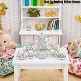Odoria 1:12 Miniature 15PCS Porcelain Tea Cup Set Plum Blossom Dollhouse Kitchen Accessories