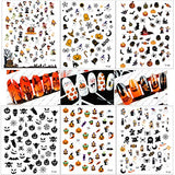 1500+ Patterns Halloween Nail Art Stickers Decals, Kalolary DIY Self-adhesive Nail Art Tips Stencil Halloween Nail Decorations Gift Include Pumpkin/Bat/Ghost/Witch/Spider Net