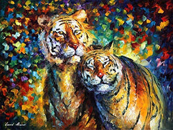 Sweetness — Hand Painted Romantic Palette Knife Tigers Wall Art Animals Oil Painting On Canvas By Leonid Afremov Studio. Size: 40" X 30" Inches (100 cm x 75 cm)