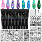 Biutee Nail Stamping Plates Set 8 pcs Nail Stamping Polish Gel 10pcs Templates with Stamper Nail Art Plates Set Animal Flower Design