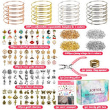 Sofier 542Pcs Bangles Bracelet Making Kit DIY Jewelry Making Kit and Supplies Expandable Charm Bracelets Pendants Jump Rings Plier Art Craft Gift for Girl Teen Women Adult