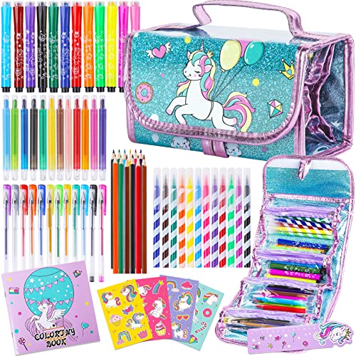 56 Pc Fruit Scented Marker Set with Glitter Mermaid Case, Art Supplies for  Kids Ages 4-8