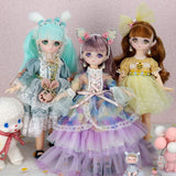 New 11 Inch Cute Anime Doll with Clothes Accessories 1/6 Cartoon Face Princess Doll Dress Up Toy