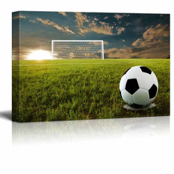 wall26 - Canvas Prints Wall Art - Close Up of Soccer Ball on an Open Field | Modern Wall Decor/Home Decoration Stretched Gallery Canvas Wrap Giclee Print. Ready to Hang - 24" x 36"