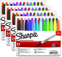 Sharpie 75846 Permanent Markers, Fine Point, Assorted Colors, 4 Packs of 24 Markers, 96 Markers