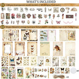 168 Pcs Scrapbooking Supplies for Journaling Vintage Junk Journal Supplies Washi Stickers for DIY Art Craft Planners Scrapbook Notebook Album Kit Collage Picture