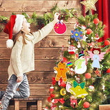 GUDELAK 48PCS Christmas Crafts for Kids, Wooden Christmas Ornaments Unfinished Wood Slices with 6 Styles, DIY Christmas Ornaments Kits for Christmas Tree Holiday Hanging Decorations
