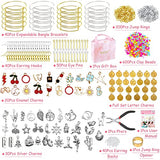 1000Pcs Bangle Bracelet Making Kit, Trifong Expandable Charm Bracelet Making Kit and Clay Beads Earring Craft for Adult Women, Teen Girls Jewelry DIY Birthday Gift Idea