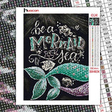 Huacan 5D Diamond Painting Mermaid Fish for Kid & Adults Blackboard Newspaper Style Square Full Drills DIY Crystal Rhinestone Embroidery Pictures Arts Canvas Beginner Home Decor 30x40cm/11.8x15.7in